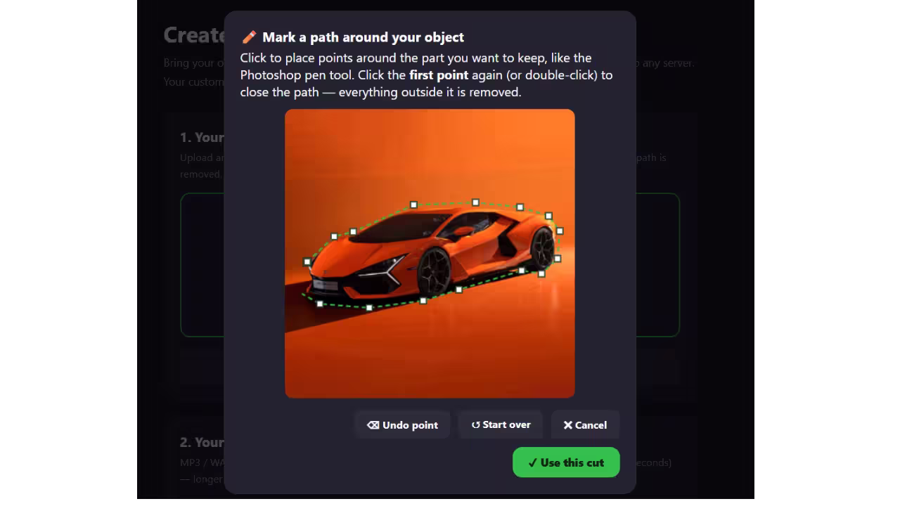 Marking a path around the object with the pen tool